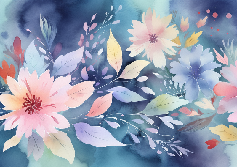 卡通水彩绘画自然花卉植物背景,插画/手绘图,插画/手绘图库,插画/手绘图下载,插画/手绘